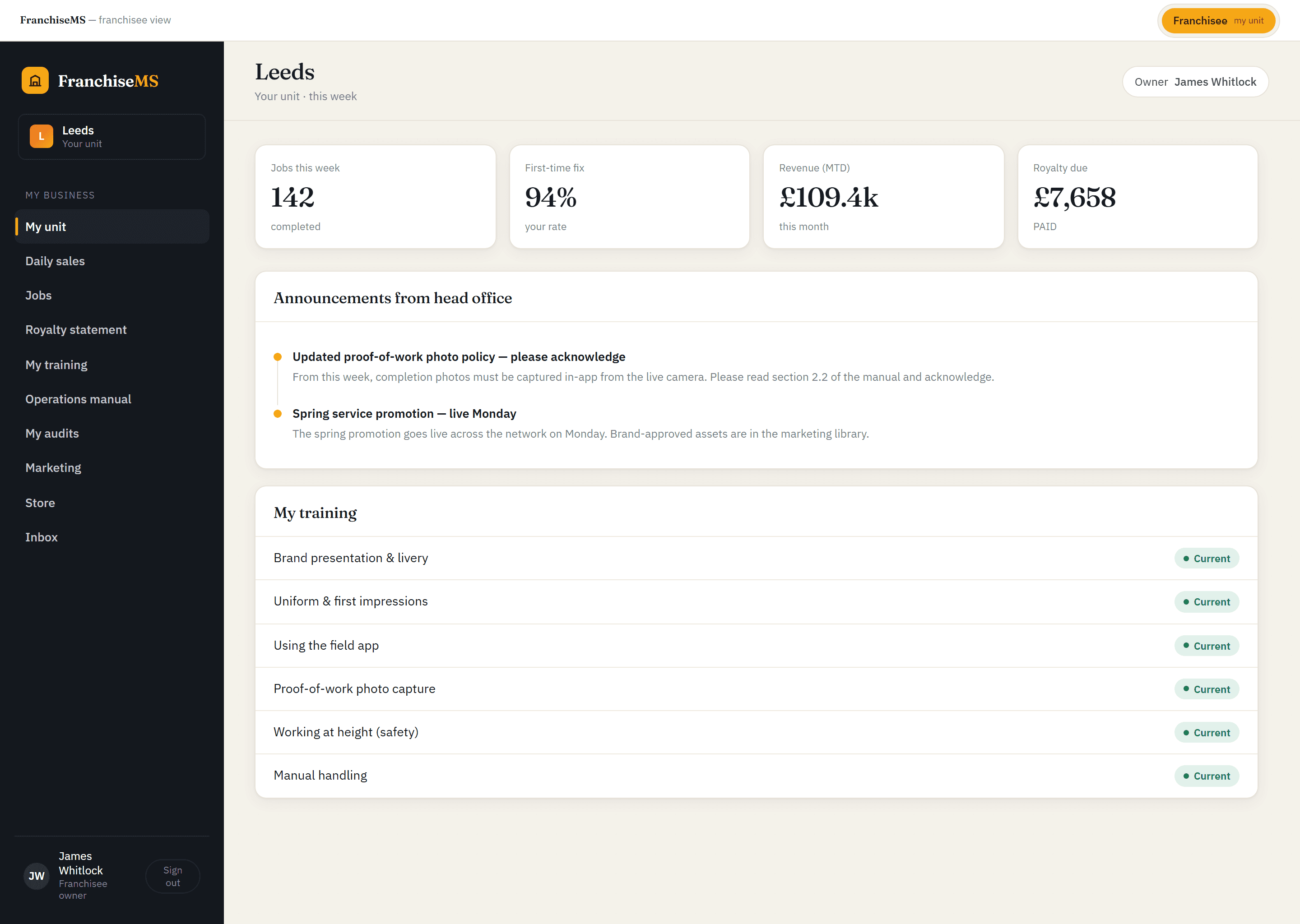 Franchise support software — Franchise support cases and discussion threads in FranchiseMS